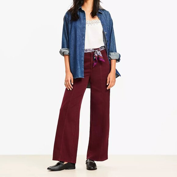 LOFT Pants - Women Loft Five Pocket Seamed Wide Leg Pants NWT sz 12